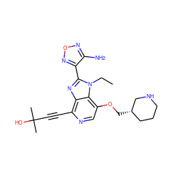 CCn1c(-c2nonc2N)nc2c(C#CC(C)(C)O)ncc(OC[C@H]3CCCNC3)c21 ZINC000034285211