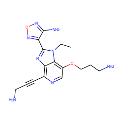 CCn1c(-c2nonc2N)nc2c(C#CCN)ncc(OCCCN)c21 ZINC000040954529