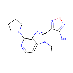 CCn1c(-c2nonc2N)nc2c(N3CCCC3)nccc21 ZINC000028461067