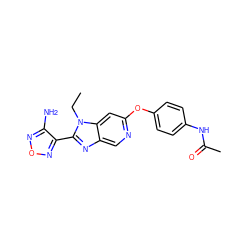 CCn1c(-c2nonc2N)nc2cnc(Oc3ccc(NC(C)=O)cc3)cc21 ZINC000014954288