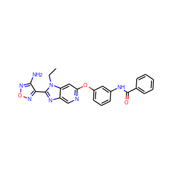 CCn1c(-c2nonc2N)nc2cnc(Oc3cccc(NC(=O)c4ccccc4)c3)cc21 ZINC000014954305