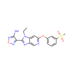 CCn1c(-c2nonc2N)nc2cnc(Oc3cccc(S(C)(=O)=O)c3)cc21 ZINC000014954296