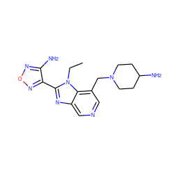 CCn1c(-c2nonc2N)nc2cncc(CN3CCC(N)CC3)c21 ZINC000028459197