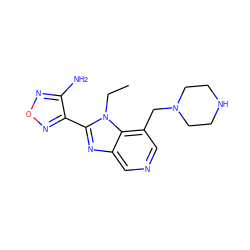 CCn1c(-c2nonc2N)nc2cncc(CN3CCNCC3)c21 ZINC000028462294