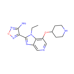 CCn1c(-c2nonc2N)nc2cncc(OC3CCNCC3)c21 ZINC000040953834