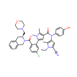 CCn1c(C#N)cc(N(C(=O)c2cc(-c3cc(Cl)ccc3C(=O)N3Cc4ccccc4C[C@H]3CN3CCOCC3)n(C)c2C)c2ccc(O)cc2)c1C ZINC000261083180