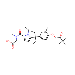 CCn1c(C(=O)N(C)CC(=O)O)ccc1C(CC)(CC)c1ccc(OCC(=O)C(C)(C)C)c(C)c1 ZINC000653794540