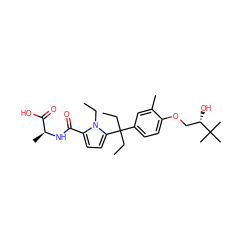 CCn1c(C(=O)N[C@@H](C)C(=O)O)ccc1C(CC)(CC)c1ccc(OC[C@H](O)C(C)(C)C)c(C)c1 ZINC000096285602