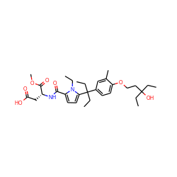 CCn1c(C(=O)N[C@H](CC(=O)O)C(=O)OC)ccc1C(CC)(CC)c1ccc(OCCC(O)(CC)CC)c(C)c1 ZINC001772573853