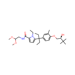 CCn1c(C(=O)NCC(OC)OC)ccc1C(CC)(CC)c1ccc(OC[C@@H](O)C(C)(C)C)c(C)c1 ZINC000653788969