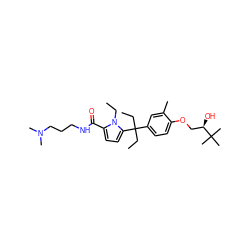 CCn1c(C(=O)NCCCN(C)C)ccc1C(CC)(CC)c1ccc(OC[C@@H](O)C(C)(C)C)c(C)c1 ZINC000653786510