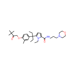 CCn1c(C(=O)NCCCN2CCOCC2)ccc1C(CC)(CC)c1ccc(OCC(=O)C(C)(C)C)c(C)c1 ZINC000653782770