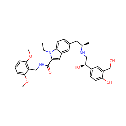 CCn1c(C(=O)NCc2c(OC)cccc2OC)cc2cc(C[C@@H](C)NC[C@H](O)c3ccc(O)c(CO)c3)ccc21 ZINC000028825096