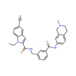 CCn1c(C(=O)NCc2cccc(C(=O)Nc3ccc4c(c3)CN(C)CC4)c2)cc2cc(C#N)ccc21 ZINC000167962230