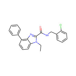 CCn1c(C(=O)NCc2ccccc2Cl)nc2c(-c3ccccc3)cccc21 ZINC000103268353