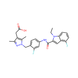 CCn1c(C(=O)Nc2ccc(Cn3nc(C)c(CC(=O)O)c3C)c(F)c2)cc2c(F)cccc21 ZINC000169703203