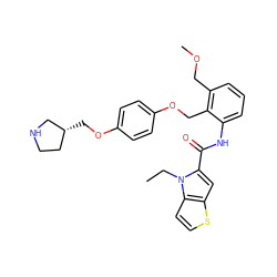 CCn1c(C(=O)Nc2cccc(COC)c2COc2ccc(OC[C@@H]3CCNC3)cc2)cc2sccc21 ZINC000584905237