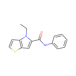 CCn1c(C(=O)Nc2ccccc2)cc2sccc21 ZINC000040786381