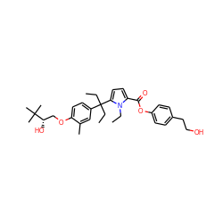 CCn1c(C(=O)Oc2ccc(CCO)cc2)ccc1C(CC)(CC)c1ccc(OC[C@H](O)C(C)(C)C)c(C)c1 ZINC000653801653