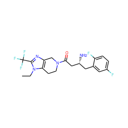 CCn1c(C(F)(F)F)nc2c1CCN(C(=O)C[C@H](N)Cc1cc(F)ccc1F)C2 ZINC000028956652