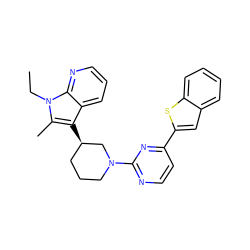 CCn1c(C)c([C@@H]2CCCN(c3nccc(-c4cc5ccccc5s4)n3)C2)c2cccnc21 ZINC000071317364