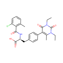 CCn1c(C)c(-c2ccc(C[C@H](NC(=O)c3c(C)cccc3Cl)C(=O)O)cc2)c(=O)n(CC)c1=O ZINC000038474012