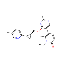 CCn1c(C)c(-c2cnc(C)nc2OC[C@H]2C[C@@H]2c2ccc(C)cn2)ccc1=O ZINC000222625682