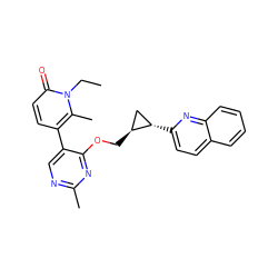 CCn1c(C)c(-c2cnc(C)nc2OC[C@H]2C[C@@H]2c2ccc3ccccc3n2)ccc1=O ZINC000222636626