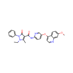 CCn1c(C)c(C(=O)Nc2ccc(Oc3ccnc4cc(OC)ccc34)cn2)c(=O)n1-c1ccccc1 ZINC000084759213