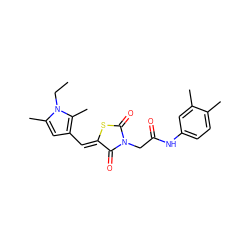 CCn1c(C)cc(/C=C2\SC(=O)N(CC(=O)Nc3ccc(C)c(C)c3)C2=O)c1C ZINC000013470835