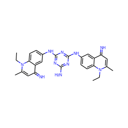 CCn1c(C)cc(=N)c2cc(Nc3nc(N)nc(Nc4ccc5c(c4)c(=N)cc(C)n5CC)n3)ccc21 ZINC000377848797