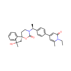 CCn1c(C)cc(-c2ccc([C@H](C)N3CC[C@](CC(C)(C)O)(c4ccccc4)OC3=O)cc2)cc1=O ZINC000096178537