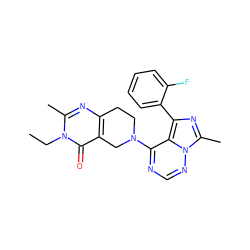 CCn1c(C)nc2c(c1=O)CN(c1ncnn3c(C)nc(-c4ccccc4F)c13)CC2 ZINC000169711759