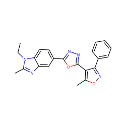 CCn1c(C)nc2cc(-c3nnc(-c4c(-c5ccccc5)noc4C)o3)ccc21 ZINC000003399423