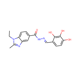 CCn1c(C)nc2cc(C(=O)N/N=C/c3ccc(O)c(O)c3O)ccc21 ZINC000003230931