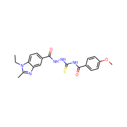 CCn1c(C)nc2cc(C(=O)NNC(=S)NC(=O)c3ccc(OC)cc3)ccc21 ZINC000003199719