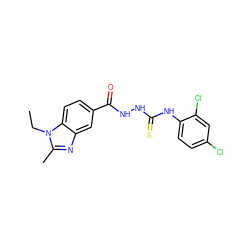 CCn1c(C)nc2cc(C(=O)NNC(=S)Nc3ccc(Cl)cc3Cl)ccc21 ZINC000008687901