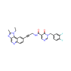 CCn1c(C)nc2cnc3ccc(C#CCNC(=O)c4cncn(Cc5ccc(F)c(F)c5)c4=O)cc3c21 ZINC000169710277