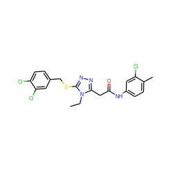 CCn1c(CC(=O)Nc2ccc(C)c(Cl)c2)nnc1SCc1ccc(Cl)c(Cl)c1 ZINC000002876381