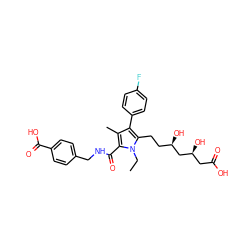 CCn1c(CC[C@@H](O)C[C@@H](O)CC(=O)O)c(-c2ccc(F)cc2)c(C)c1C(=O)NCc1ccc(C(=O)O)cc1 ZINC000014967828