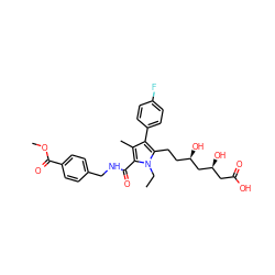 CCn1c(CC[C@@H](O)C[C@@H](O)CC(=O)O)c(-c2ccc(F)cc2)c(C)c1C(=O)NCc1ccc(C(=O)OC)cc1 ZINC000014967847