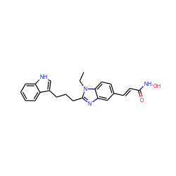 CCn1c(CCCc2c[nH]c3ccccc23)nc2cc(/C=C/C(=O)NO)ccc21 ZINC000038346065