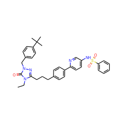 CCn1c(CCCc2ccc(-c3ccc(NS(=O)(=O)c4ccccc4)cn3)cc2)nn(Cc2ccc(C(C)(C)C)cc2)c1=O ZINC000147533084