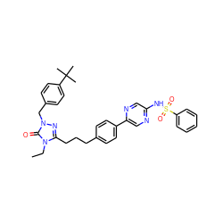 CCn1c(CCCc2ccc(-c3cnc(NS(=O)(=O)c4ccccc4)cn3)cc2)nn(Cc2ccc(C(C)(C)C)cc2)c1=O ZINC000147717003