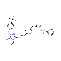 CCn1c(CCCc2ccc(CC(C)(C)C(=O)NS(=O)(=O)c3ccccc3)cc2)nn(Cc2ccc(C(C)(C)C)cc2)c1=O ZINC000169343879