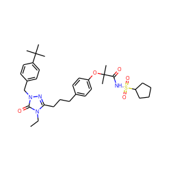 CCn1c(CCCc2ccc(OC(C)(C)C(=O)NS(=O)(=O)C3CCCC3)cc2)nn(Cc2ccc(C(C)(C)C)cc2)c1=O ZINC000169343870