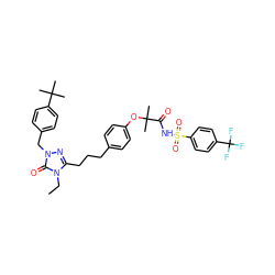 CCn1c(CCCc2ccc(OC(C)(C)C(=O)NS(=O)(=O)c3ccc(C(F)(F)F)cc3)cc2)nn(Cc2ccc(C(C)(C)C)cc2)c1=O ZINC000169343867