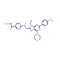 CCn1c(CN(C)c2ncc(C(=O)NO)cn2)nc2c(N3CCOCC3)nc(-c3ccc(OC)cc3)nc21 ZINC000653838721