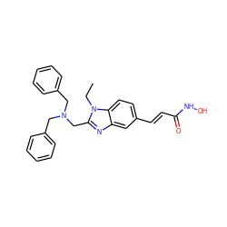 CCn1c(CN(Cc2ccccc2)Cc2ccccc2)nc2cc(/C=C/C(=O)NO)ccc21 ZINC000139751569