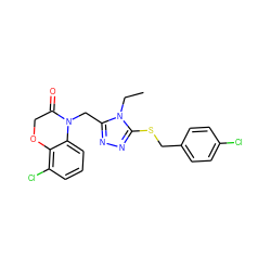 CCn1c(CN2C(=O)COc3c(Cl)cccc32)nnc1SCc1ccc(Cl)cc1 ZINC000071316988